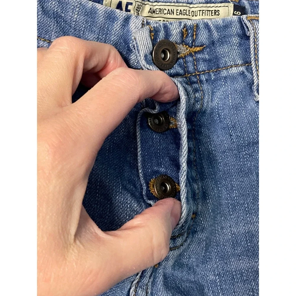 Y2K American‎ Eagle Outfitters Womens Denim Shorts Size 6 Blue Wash Button Fly